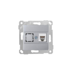 Mutlusan Mek+Tuş Telefon Prizi 1Xrj12 Cat3 Rita Metalik İnox- 2200 125 0182 (Çerçeve Hariç)